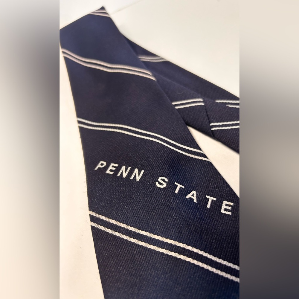 Penn State Team Blue/White Tie. Prince Consort. 100% Polyester. Some staining